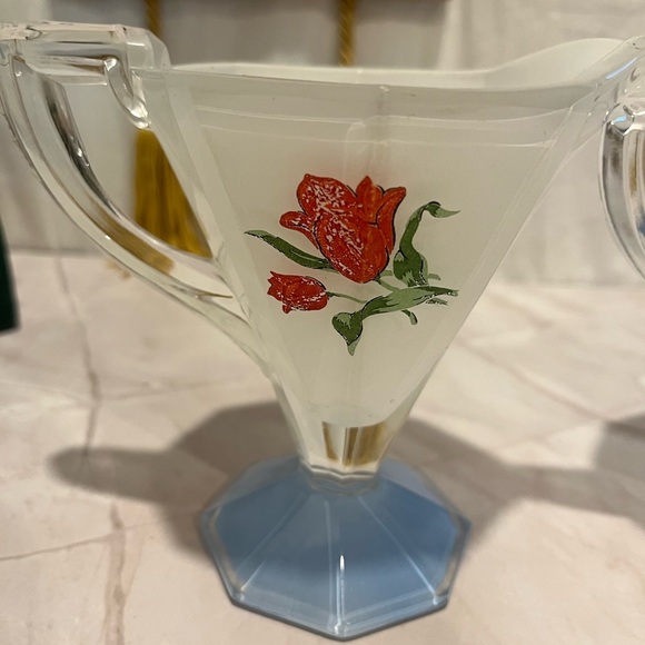 VINTAGE Indiana Glass Westmoreland Red Tulip Glass Sugar & Creamer - Picture 4 of 16